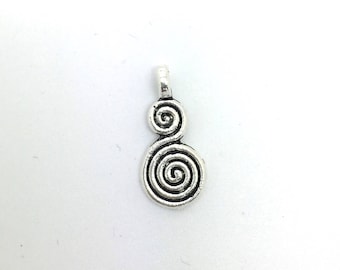 10 pendants spiral pattern in silver - 18 x 8 mm (1.8 x 0.8 cm)