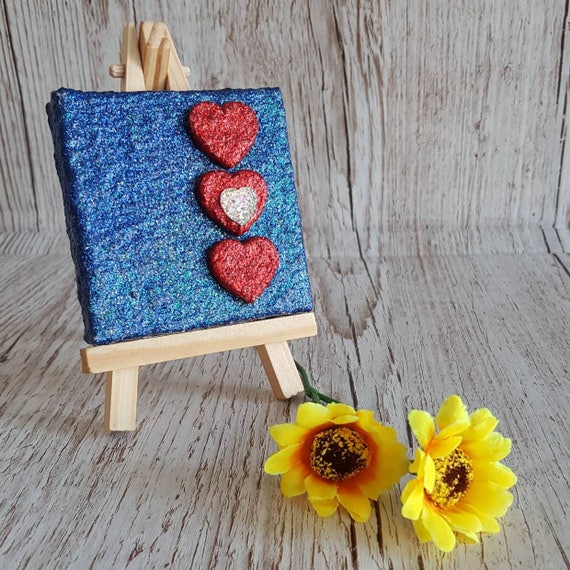 Mixed Media Royal Blue Glitter Canvas Art Abstract