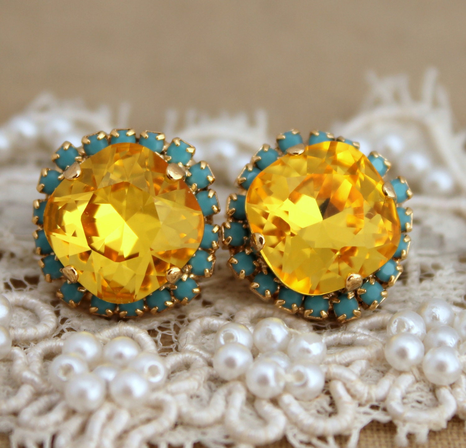 Yellow Stud earrings Buttercup Yellow Earrings Bridesmaids