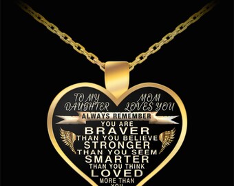 To my daughter - from mom - always remember quote pendant necklace gift