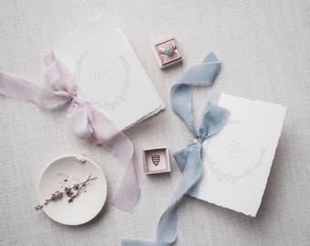Wedding Vow Books, Vow Booklet, Hand Torn, Silk Ribbon, Our Vows, Personalized Vows, Bridal Shower Gift, Engaged, Wedding Gift -Customizable