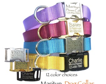 Personalized dog collar Laser engraved dog collar Metal buckle pet ID tag dog collars Dog ID tag pet collar Gift for dog lover
