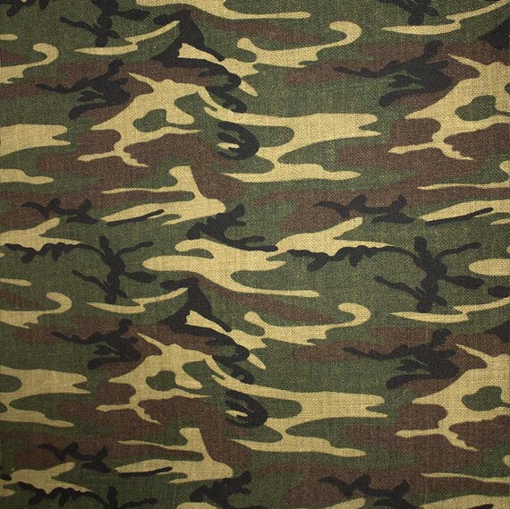Camouflage Pattern Burlap by the Yard Green and Brown