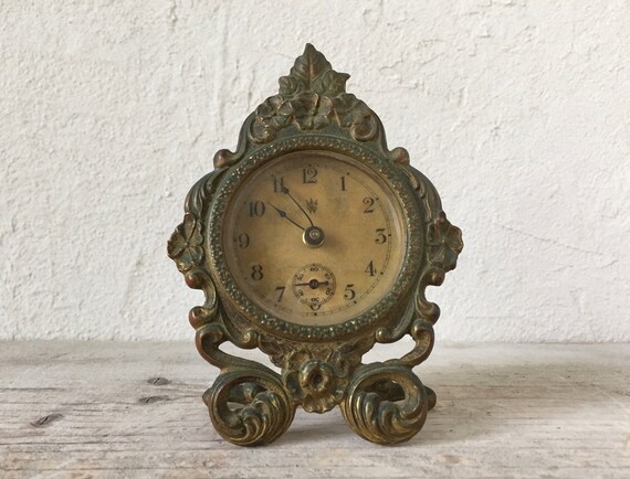Antique Waterbury Desk Clock Brass Wind Up Clock 1890 19th Like this item? - Antique Waterbury Desk Clock Brass Wind Up Clock 1890 19th