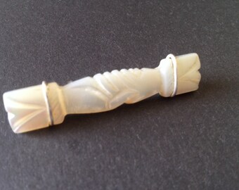 Vintage Carved MOP & Sterling Friendship Brooch