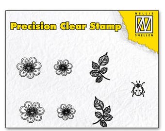 Stamp clear leaf/flower/Ladybug 5, 5 x 3, 5 cm_APST025
