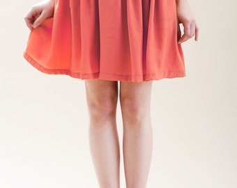 Mini skirt, Womens skirt, High waist skirt, A line skirt, Classic skirt, Coral skirt, orange skirt, Day skirt, Casual skirt, Valentines day
