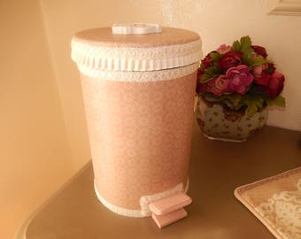 bin charm for bathroom sheathed fabric and trims with painted decoration