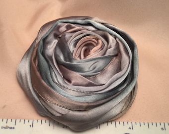 Large Soft Blue and Pink Ombré Cabbage Rose Millinery Applique