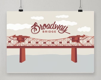 Broadway Bridge / Illustrated Print / Portland, Oregon Design