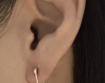 14k Gold Safety Pin Earring, Solid Gold Safety Pin Earring, Safety Pin Earring, Safety Pin