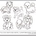 Digital Clipart, Little Dog Sketches. Digital Pups Clipart. Instant Download. Digital Scrapbooking, Printable.
