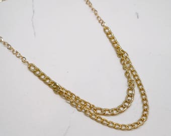 Gold Chain Necklace - Double Chain Necklace - Charm Necklace