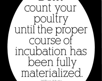 Words of wisdom//Don't count your chickens before they hatch