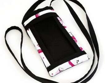 iPhone Fabric Cell Phone Pouch, Cell Phone Carrier, Smart Phone Pouch, Women's Accessories, Cell Phone Purse, Pink Ribbons, Breast Cancer