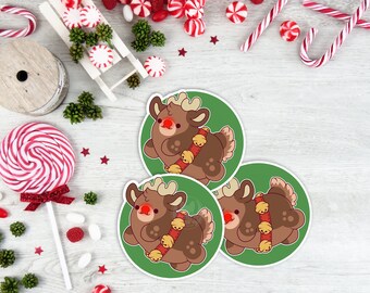 Kawaii Rudolph the Reindeer Nugget Christmas Sticker