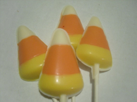 A dozen Candy Corn Lollipops