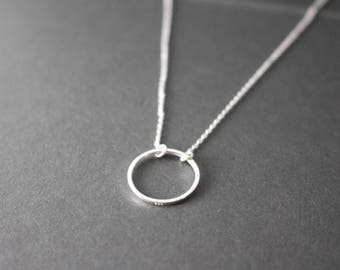 Open Circle necklace, Silver Circle Necklace, Sterling silver circle necklace, karma necklace, Geometric jewelry, inifnity necklace