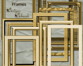 Gold Frames Digital Scrapbooking Kit. Scrap 4 Hire Friendly Frames INSTANT DOWNLOAD
