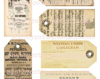 INSTANT DOWNLOAD DIGITAL Vintage Ephemera Tags