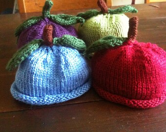 Hand Knit Baby hat - Fall Fruit Baby Hat