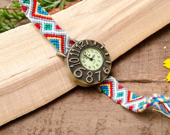 SMALL Zig Zag Rainbow Friendship Bracelet Watch