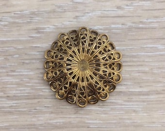 2 Antique Gold Filigree Flower, Stamping, 36 mm