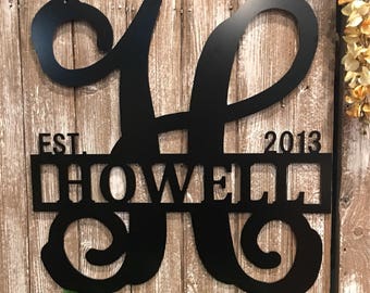 ACM Metal Monogram Door Hanger - Quick shipping - 24" Custom Monogram - Custom Metal Sign - Monogram Door Wreath -Custom Name- Add Stand