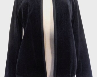Vintage 70s black jacket blazer velvet hippie boho size S/M