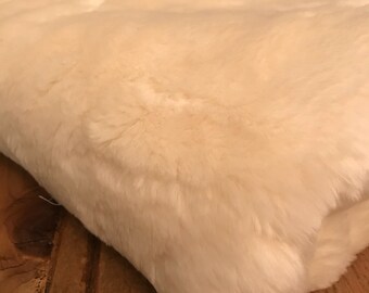 White Faux Fur Fabric Remnant