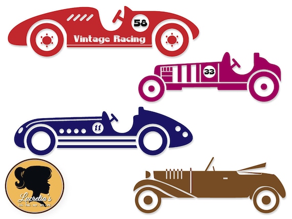 Download Vintage racing SVG Cars Silhouettes for Silhouette Cameo or