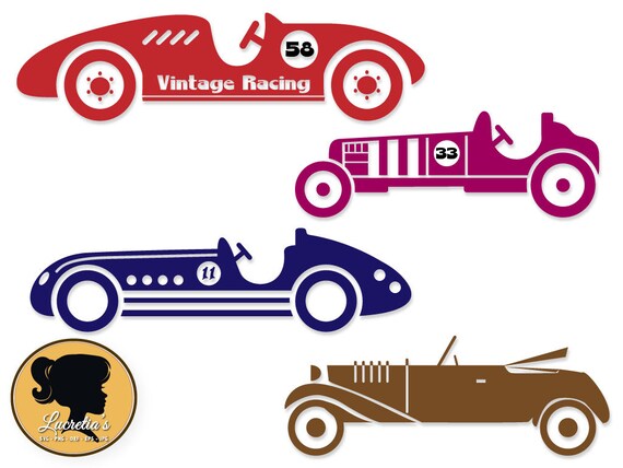 Download Vintage racing SVG Cars Silhouettes for Silhouette Cameo or