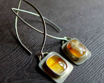 Cross Agate Jerusalem Stone Earrings, Amber Cross Agate Earrings, Religious Cross Gemstone Carnelian Agate Earrings, Christian Jewelry