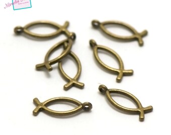 20 charms "fish" 20 x 8 x 3 mm, 060 bronze