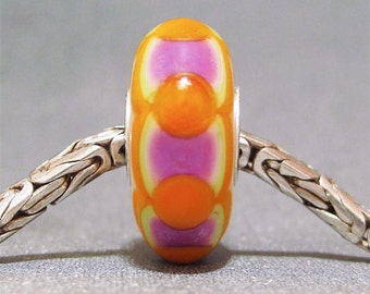 Handmade Lampwork Glass European Charm Bead Dot Bead SRA Handmade OOAK Sweetart