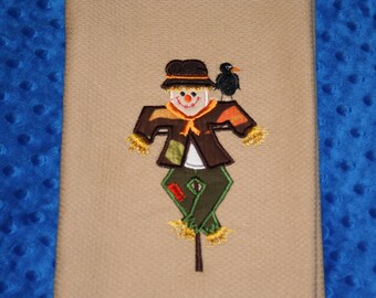 Scarecrow Kitchen Towel, Fall Kitchen Towel, Harvest Kitchen Towel, Appliqued Kitchen Towel