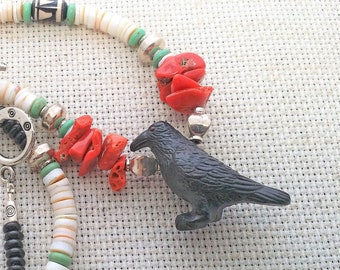 Beaded Crow Necklace