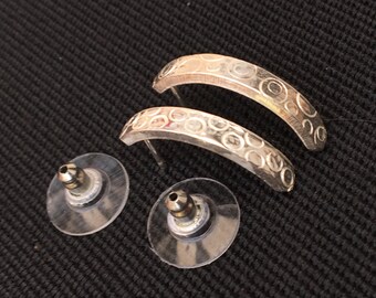 Textured silver earrings with hypoallergenic backs