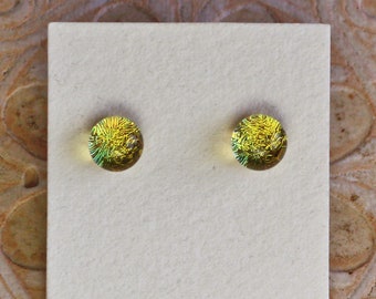 Dichroic Glass Earrings, Petite, Lemon Yellow DGE-1360