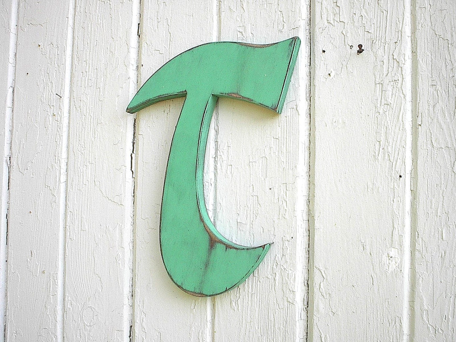 Shabby chic Wood Wall Letter T 12 inches distressed vintage