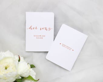 Wedding Vow Book Rose Gold, Custom Wedding Vow Books, His and Her Vow Books, Set of 2 Books, VB002