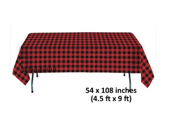lumberjack plaid table cover, buffalo plaid party supplies, red flannel, rustic, birthday party, tablecloth, lodge, winter, outdoors