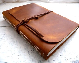 Large leather journal- vintage brown pull up measures 16cm by 21.5cm