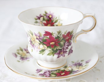 Vintage Paragon 'Flower Festival' Fine Bone China Cup and Saucer, England