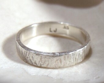 4mm Wedding Band Hammered Finish Sterling Silver RF297
