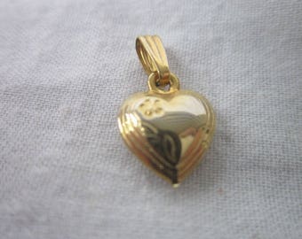 Vintage Gold Tone Puffy Heart Charm or Pendant