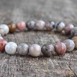 Petrified Wood Bracelet • Mens Bracelet • Womens Gemstone Bracelet • Bead Bracelet • Stacking Bracelet • Stretch Bracelet • Jewelry • Gifts