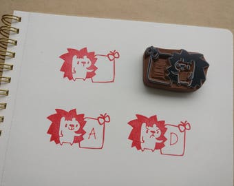Teacher Hedgehog Grades Papers - Handcarved Rubber Stamp