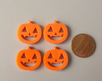 4x laser cut acrylic jack o lantern/ pumkin cabochons