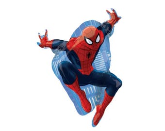 Spiderman Balloon, Spider-Man, Super Hero, Marvel Comics, New York City, Peter Parker, Birthday Party, by uptown party goods on etsy.com
